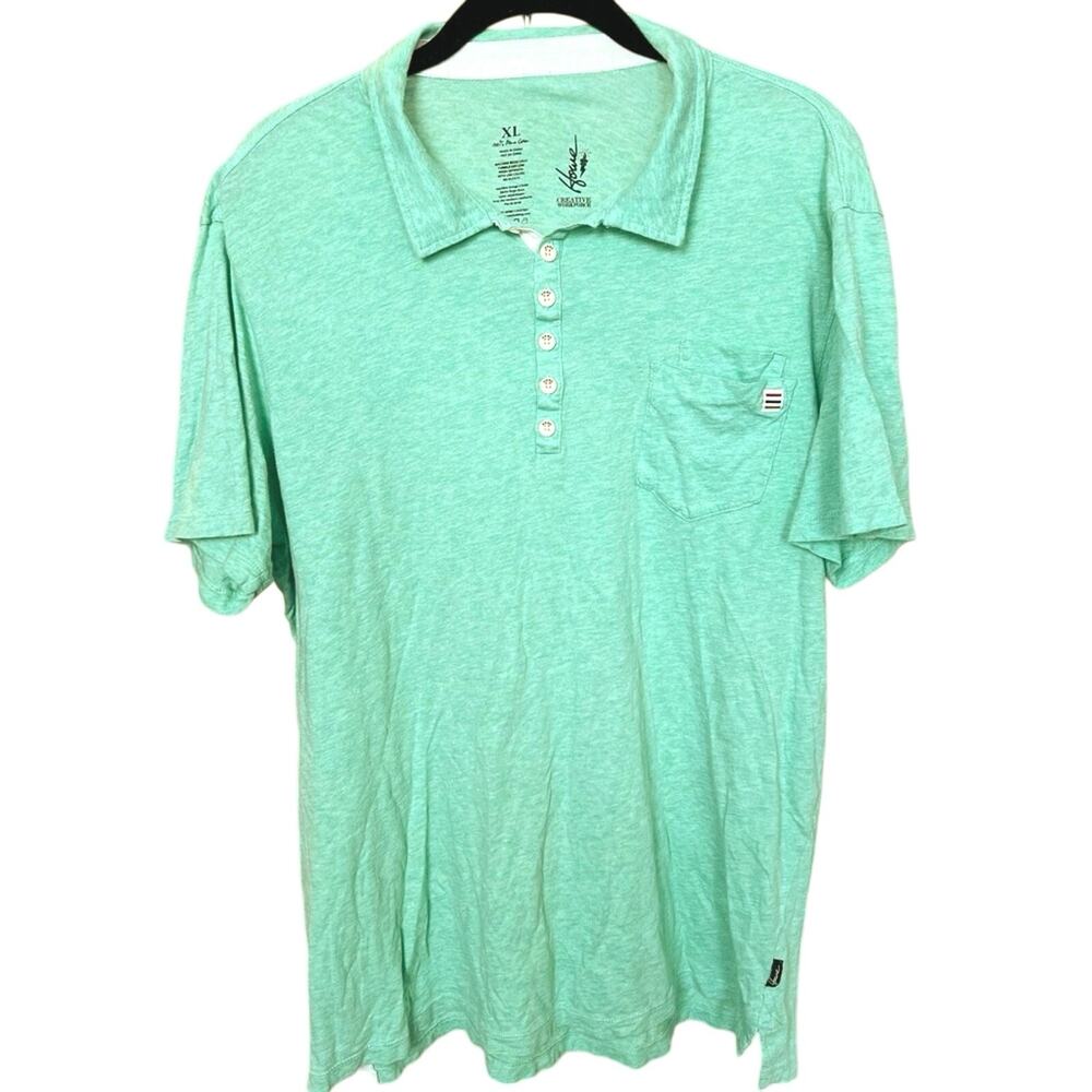 Howe Polo Shirt Green Short Sleeve Pima Cotton Casual Golf Slim Fit - XL